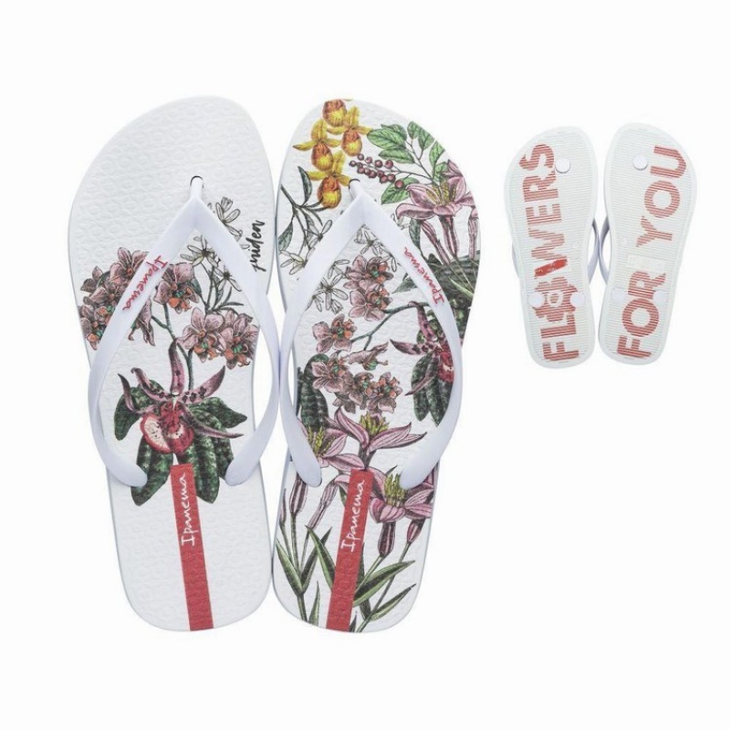 White Women's Ipanema Botanicals Flip Flops | ZICOLB-873