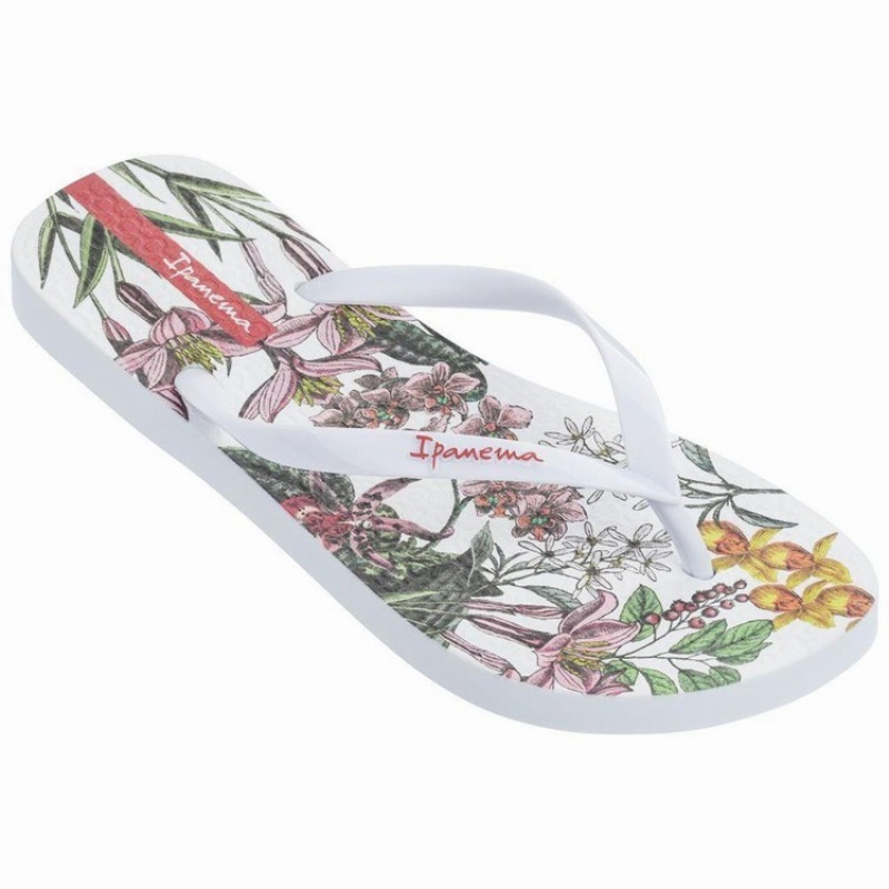 White Women\'s Ipanema Botanicals Flip Flops | ZICOLB-873