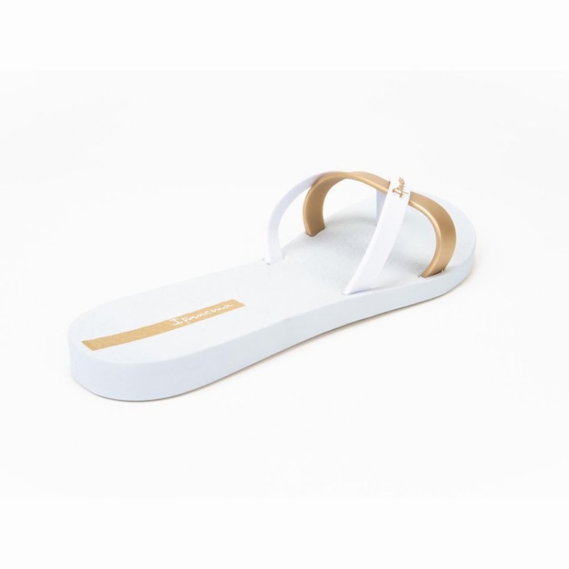 White / Gold Women's Ipanema Kirei Flip Flops | EFDIJZ-896