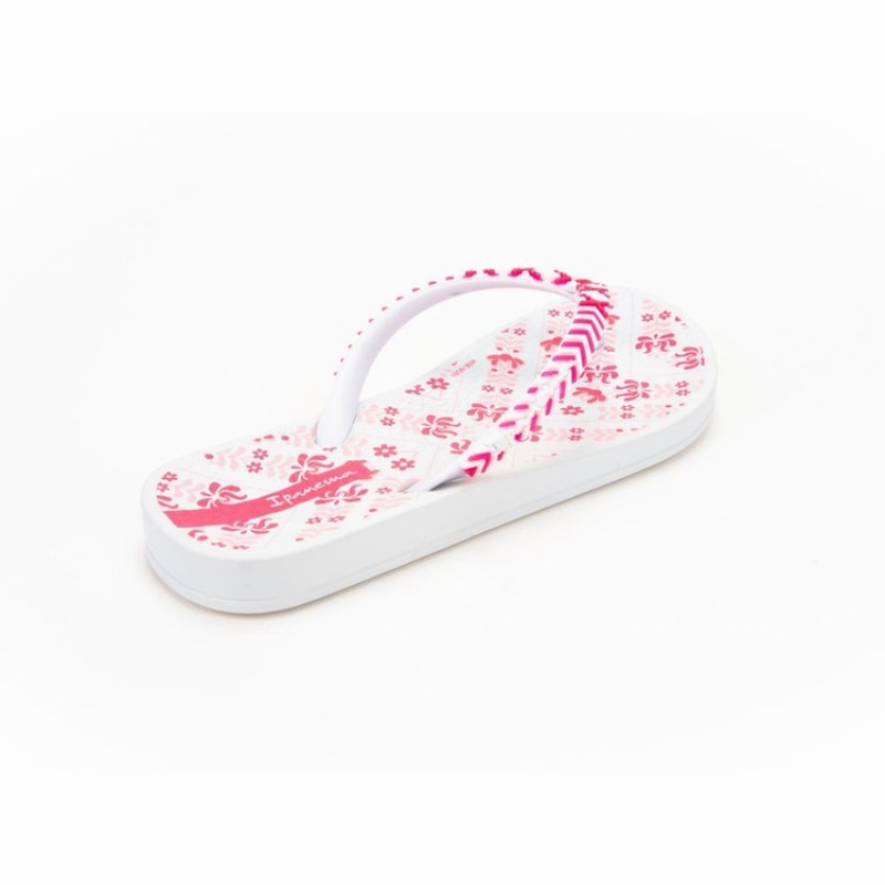 White / Pink Kids' Ipanema Ana Lovely II Flip Flops | RHSKVX-792