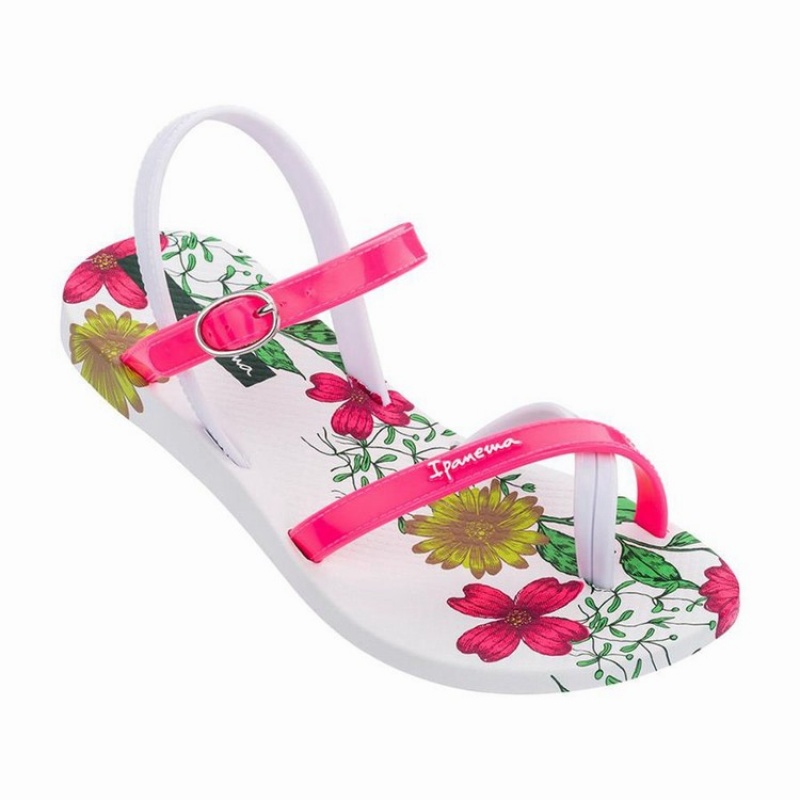 White / Pink Kids' Ipanema Suzi Print II Sandals | SMGTLJ-584