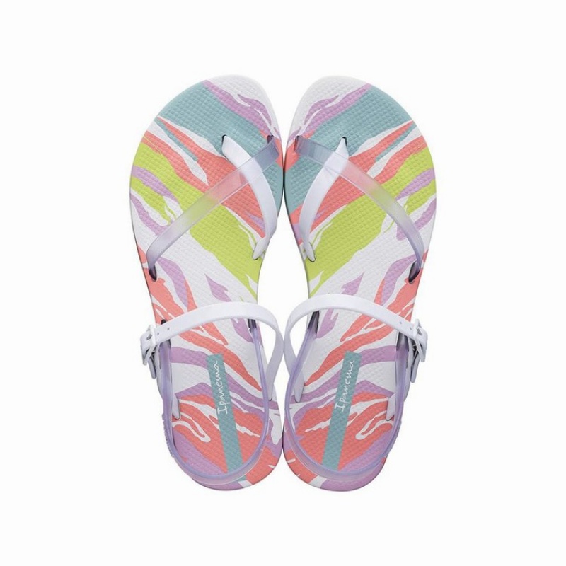 White / Pink Women's Ipanema Fashion IX Sandals | NBUAFS-140