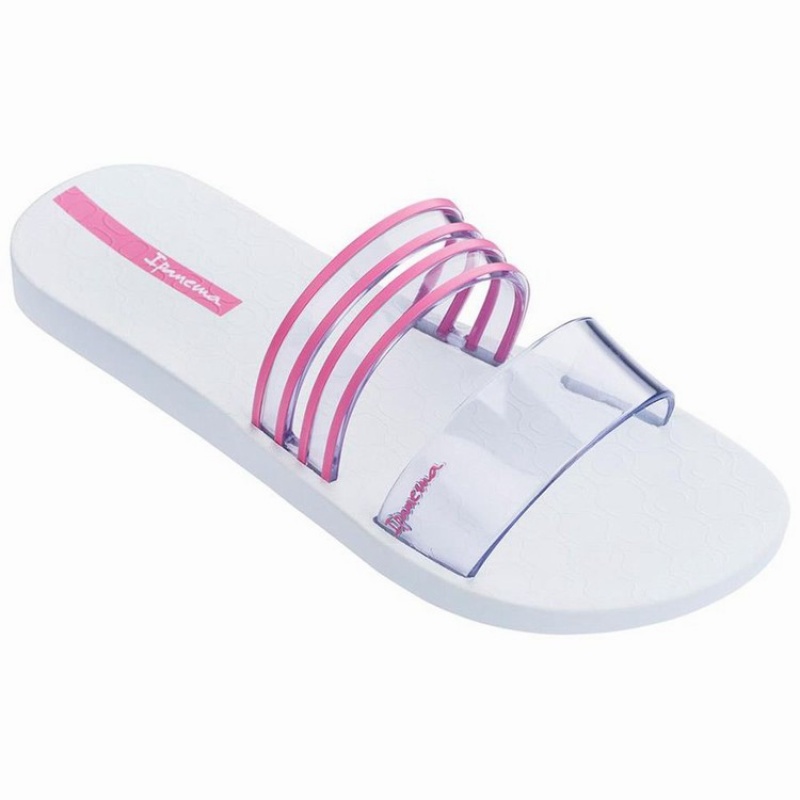 White / Pink Women's Ipanema Ziggy Sandals | GWIFTK-654