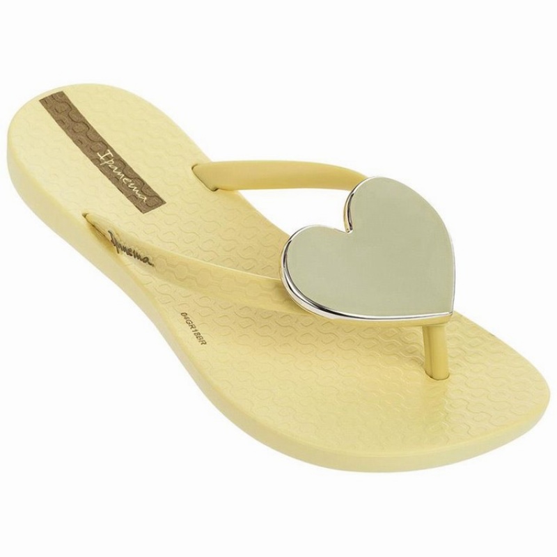 Yellow Kids' Ipanema Wave Heart Flip Flops | PLQWAB-965