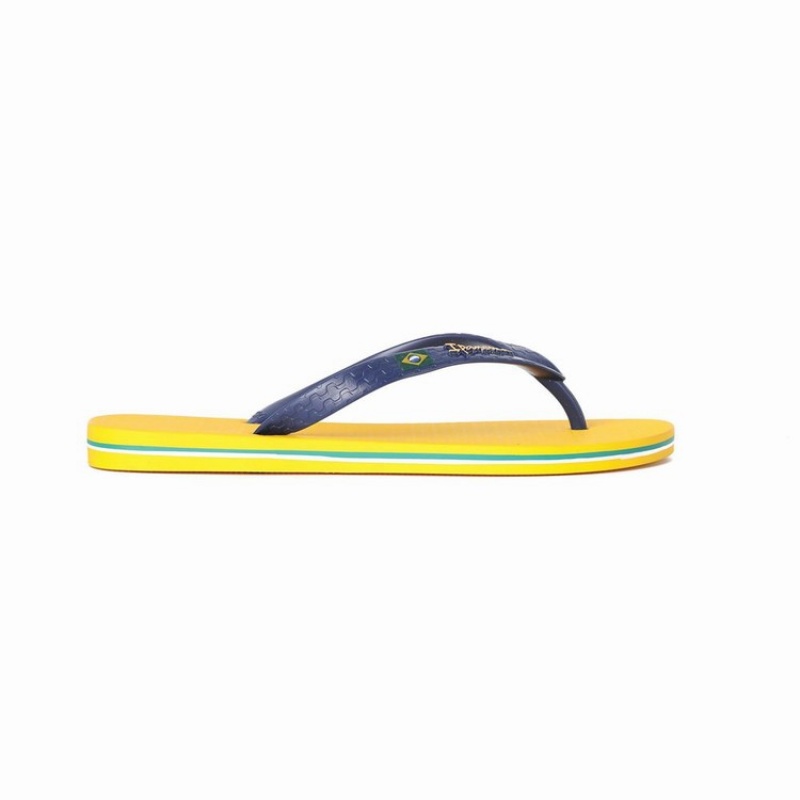 Yellow / Blue Men's Ipanema Classic Brazil II Flip Flops | ODEGFV-895