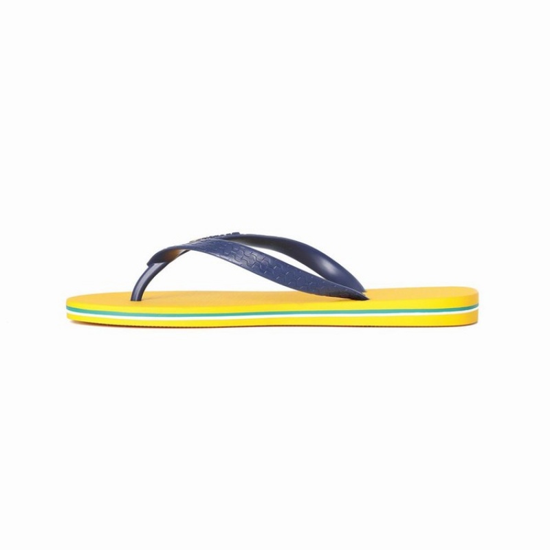 Yellow / Blue Men's Ipanema Classic Brazil II Flip Flops | ODEGFV-895