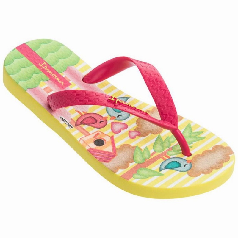 Yellow / Pink Kids' Ipanema Fun V Flip Flops | DJZSQW-180